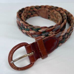 Genuine Leather Braided Belt Multicolor‎ by Country Seat M VTG 90's Adjustable